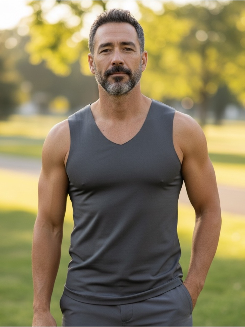 Sailwind Men's V-Neck Sleeveless Tank Top Black Hem-less Neck/Arms Size-M NWT